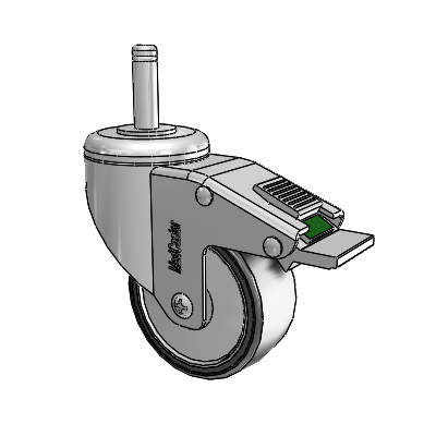 Chrome Hospital CH Grip Ring Stem Swivel Caster with 3 x 1.25 Polyurethane TPU Wheel and Directional Lock Brake