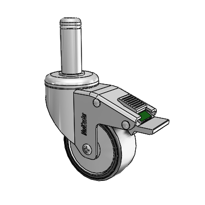 Chrome Hospital CH Grip Ring Stem Swivel Caster with 3 x 1.25 Polyurethane TPU Wheel and Directional Lock Brake