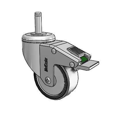 Chrome Hospital CH Grip Ring Stem Swivel Caster with 3 x 1.25 Polyurethane TPU Wheel and Directional Lock Brake