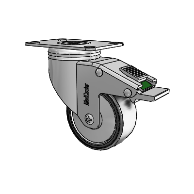 Chrome Hospital CH Top Plate Swivel Caster with 3 x 1.25 Polyurethane TPU Wheel and Directional Lock Brake