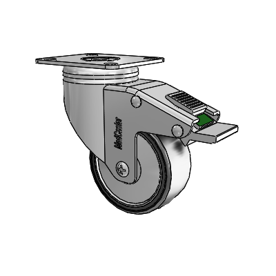 Chrome Hospital CH Top Plate Swivel Caster with 3 x 1.25 Polyurethane TPU Wheel and Directional Lock Brake