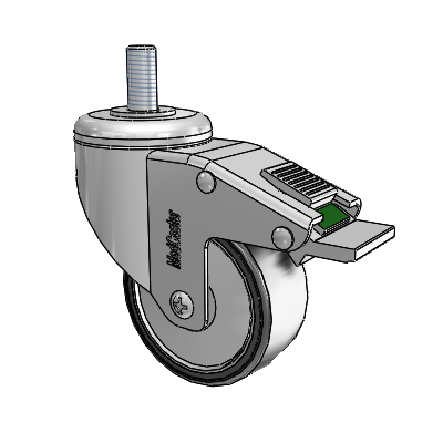 Chrome Hospital CH Threaded Stem Swivel Caster with 3 x 1.25 Polyurethane TPU Wheel and Directional Lock Brake