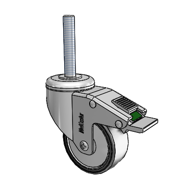Chrome Hospital CH Threaded Stem Swivel Caster with 3 x 1.25 Polyurethane TPU Wheel and Directional Lock Brake