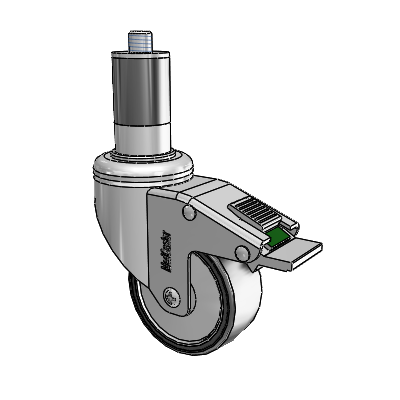 Chrome Hospital CH Expanding Adapter (Rubber) Swivel Caster with 3 x 1.25 Polyurethane TPU Wheel and Directional Lock Brake