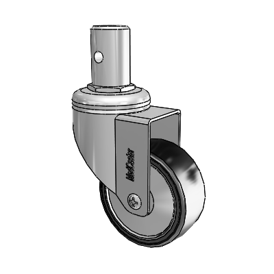 Chrome Hospital CH Round Stem Swivel Caster with 3 x 1.25 Polyurethane TPU Wheel