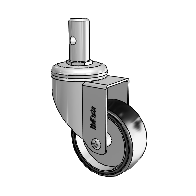 Chrome Hospital CH Round Stem Swivel Caster with 3 x 1.25 Polyurethane TPU Wheel