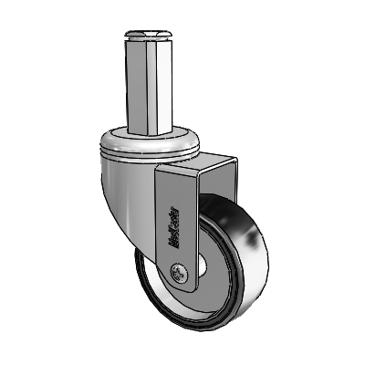 Chrome Hospital CH Square Stem Swivel Caster with 3 x 1.25 Polyurethane TPU Wheel