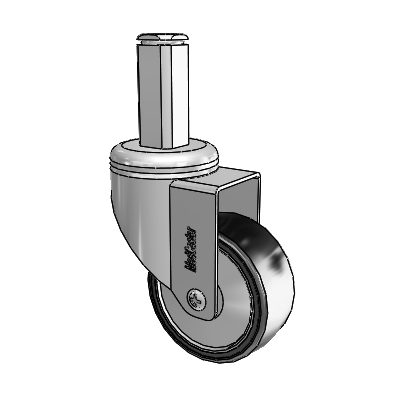 Chrome Hospital CH Square Stem Swivel Caster with 3 x 1.25 Polyurethane TPU Wheel