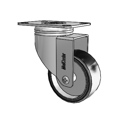 Chrome Hospital CH Top Plate Swivel Caster with 3 x 1.25 Polyurethane TPU Wheel