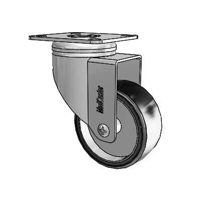 Chrome Hospital CH Top Plate Swivel Caster with 3 x 1.25 Polyurethane TPU Wheel