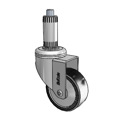 Chrome Hospital CH Expanding Adapter (Nylon) Swivel Caster with 3 x 1.25 Polyurethane TPU Wheel