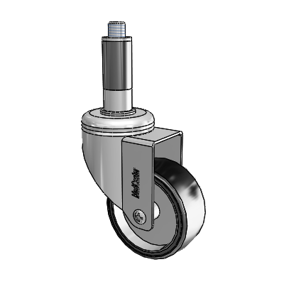 Chrome Hospital CH Expanding Adapter (Rubber) Swivel Caster with 3 x 1.25 Polyurethane TPU Wheel