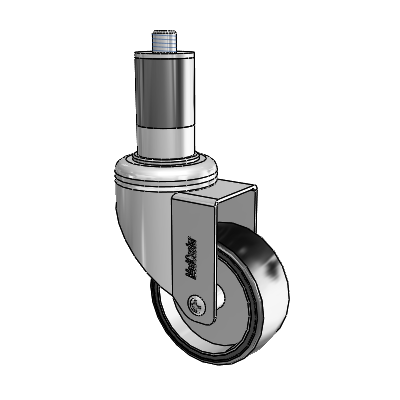 Chrome Hospital CH Expanding Adapter (Rubber) Swivel Caster with 3 x 1.25 Polyurethane TPU Wheel