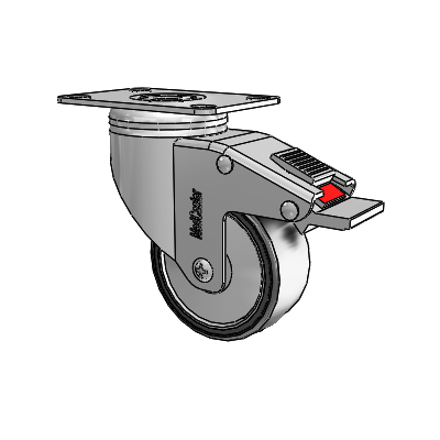 Chrome Hospital CH Top Plate Swivel Caster with 3 x 1.25 Polyurethane TPU Wheel and Total Lock Brake