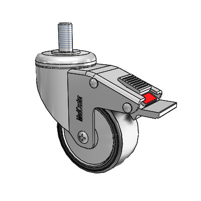 Chrome Hospital CH Threaded Stem Swivel Caster with 3 x 1.25 Polyurethane TPU Wheel and Total Lock Brake