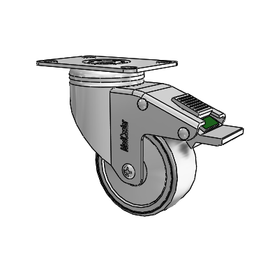 Chrome Hospital CH Top Plate Swivel Caster with 3 x 1.25 Thermoplastic Rubber Wheel and Directional Lock Brake
