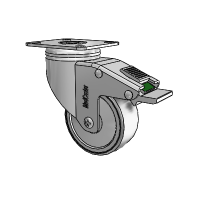 Chrome Hospital CH Top Plate Swivel Caster with 3 x 1.25 Thermoplastic Rubber Wheel and Directional Lock Brake