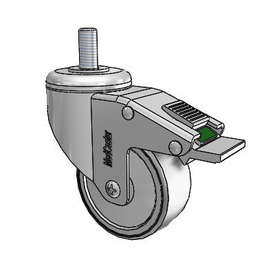 Chrome Hospital CH Threaded Stem Swivel Caster with 3 x 1.25 Thermoplastic Rubber Wheel and Directional Lock Brake