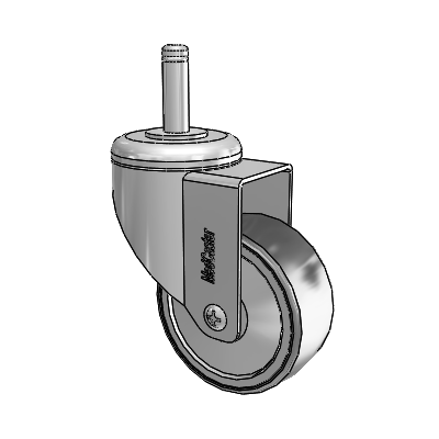 Chrome Hospital CH Grip Ring Stem Swivel Caster with 3 x 1.25 Thermoplastic Rubber Wheel
