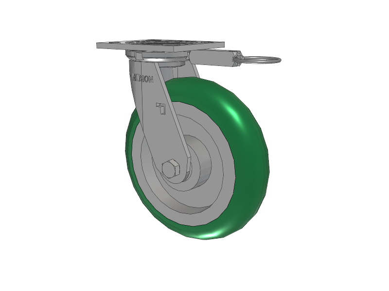 16 Series Top Plate Swivel Caster with 8 x 2 Green Tread on Aluminum Core PM - Round Polyurethane (Aluminum Core) Wheel
