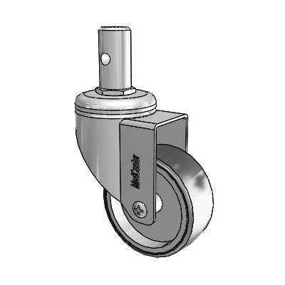 Chrome Hospital CH Round Stem Swivel Caster with 3 x 1.25 Thermoplastic Rubber Wheel