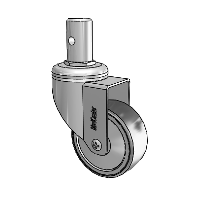 Chrome Hospital CH Round Stem Swivel Caster with 3 x 1.25 Thermoplastic Rubber Wheel