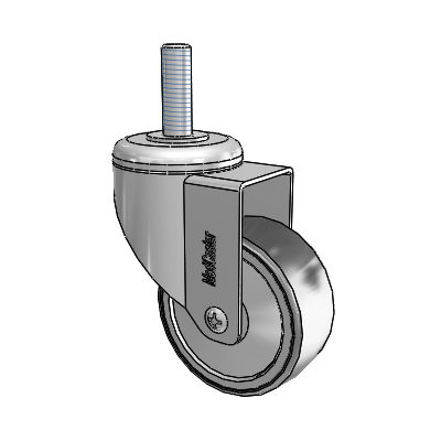 Chrome Hospital CH Threaded Stem Swivel Caster with 3 x 1.25 Thermoplastic Rubber Wheel