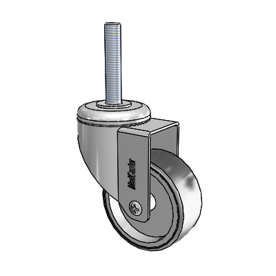 Chrome Hospital CH Threaded Stem Swivel Caster with 3 x 1.25 Thermoplastic Rubber Wheel