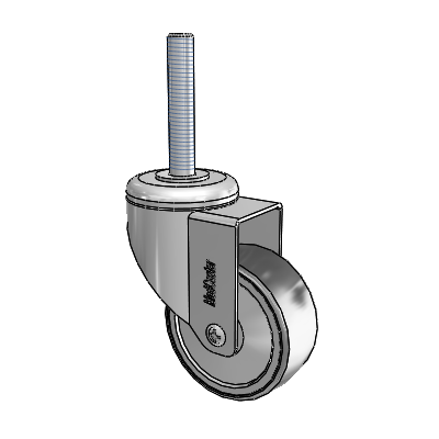Chrome Hospital CH Threaded Stem Swivel Caster with 3 x 1.25 Thermoplastic Rubber Wheel