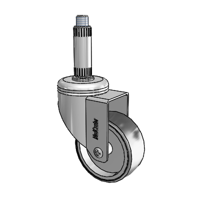 Chrome Hospital CH Expanding Adapter (Nylon) Swivel Caster with 3 x 1.25 Thermoplastic Rubber Wheel