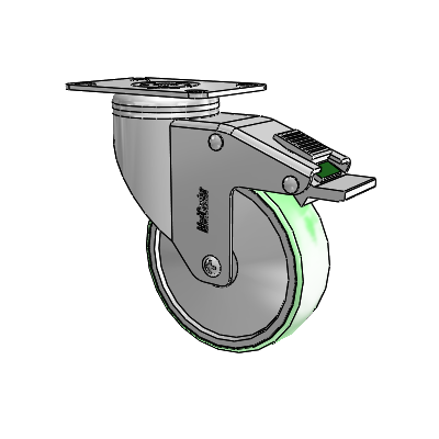 Chrome Hospital CH Top Plate Swivel Caster with 4 x 1.25 Antimicrobial Rubber Wheel and Directional Lock Brake
