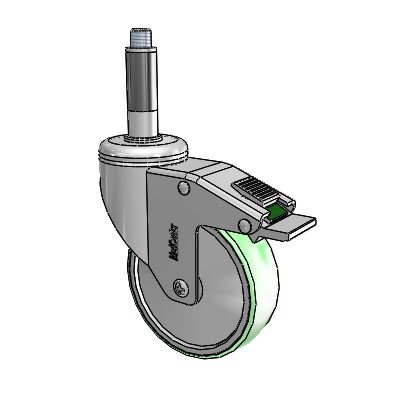 Chrome Hospital CH Expanding Adapter (Rubber) Swivel Caster with 4 x 1.25 Antimicrobial Rubber Wheel and Directional Lock Brake