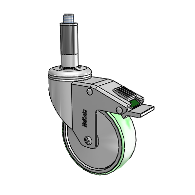 Chrome Hospital CH Expanding Adapter (Rubber) Swivel Caster with 4 x 1.25 Antimicrobial Rubber Wheel and Directional Lock Brake