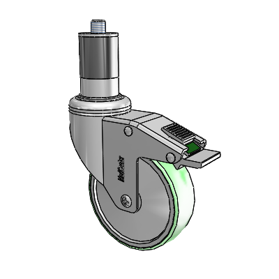 Chrome Hospital CH Expanding Adapter (Rubber) Swivel Caster with 4 x 1.25 Antimicrobial Rubber Wheel and Directional Lock Brake