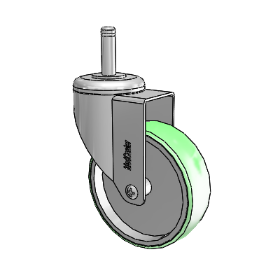 Chrome Hospital CH Grip Ring Stem Swivel Caster with 4 x 1.25 Antimicrobial Rubber Wheel