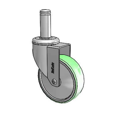 Chrome Hospital CH Grip Ring Stem Swivel Caster with 4 x 1.25 Antimicrobial Rubber Wheel