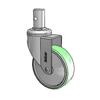 Chrome Hospital CH Round Stem Swivel Caster with 4 x 1.25 Antimicrobial Rubber Wheel