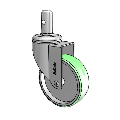 Chrome Hospital CH Round Stem Swivel Caster with 4 x 1.25 Antimicrobial Rubber Wheel