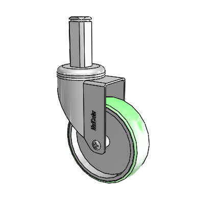 Chrome Hospital CH Square Stem Swivel Caster with 4 x 1.25 Antimicrobial Rubber Wheel