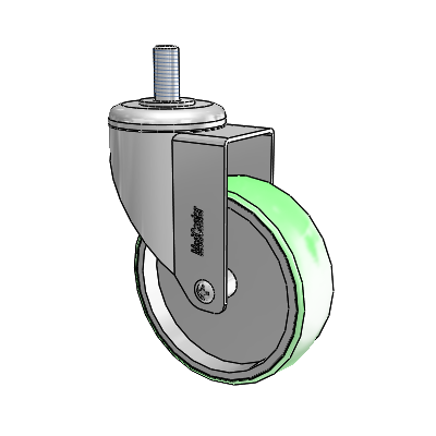 Chrome Hospital CH Threaded Stem Swivel Caster with 4 x 1.25 Antimicrobial Rubber Wheel
