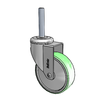 Chrome Hospital CH Threaded Stem Swivel Caster with 4 x 1.25 Antimicrobial Rubber Wheel