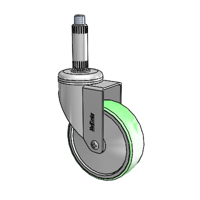 Chrome Hospital CH Expanding Adapter (Nylon) Swivel Caster with 4 x 1.25 Antimicrobial Rubber Wheel