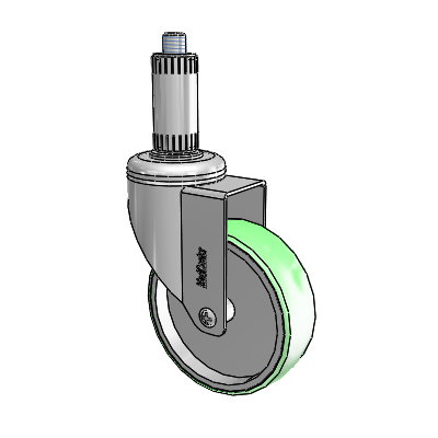 Chrome Hospital CH Expanding Adapter (Nylon) Swivel Caster with 4 x 1.25 Antimicrobial Rubber Wheel