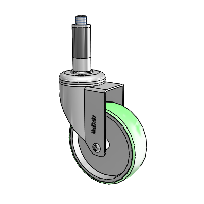 Chrome Hospital CH Expanding Adapter (Rubber) Swivel Caster with 4 x 1.25 Antimicrobial Rubber Wheel