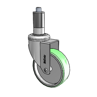 Chrome Hospital CH Expanding Adapter (Rubber) Swivel Caster with 4 x 1.25 Antimicrobial Rubber Wheel