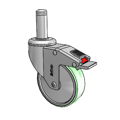 Chrome Hospital CH Grip Ring Stem Swivel Caster with 4 x 1.25 Antimicrobial Rubber Wheel and Total Lock Brake
