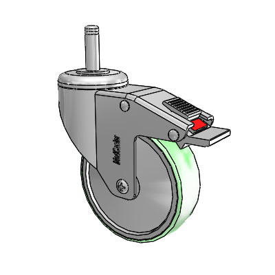 Chrome Hospital CH Grip Ring Stem Swivel Caster with 4 x 1.25 Antimicrobial Rubber Wheel and Total Lock Brake