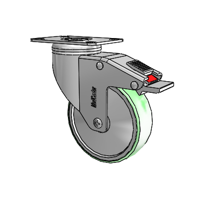 Chrome Hospital CH Top Plate Swivel Caster with 4 x 1.25 Antimicrobial Rubber Wheel and Total Lock Brake