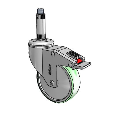 Chrome Hospital CH Expanding Adapter (Nylon) Swivel Caster with 4 x 1.25 Antimicrobial Rubber Wheel and Total Lock Brake