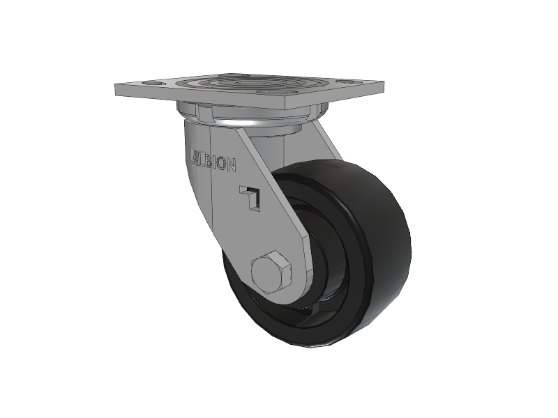 16 Series Top Plate Swivel Caster with 4 x 2 Black Polypropylene RT - Glass-Filled Polypropylene Wheel
